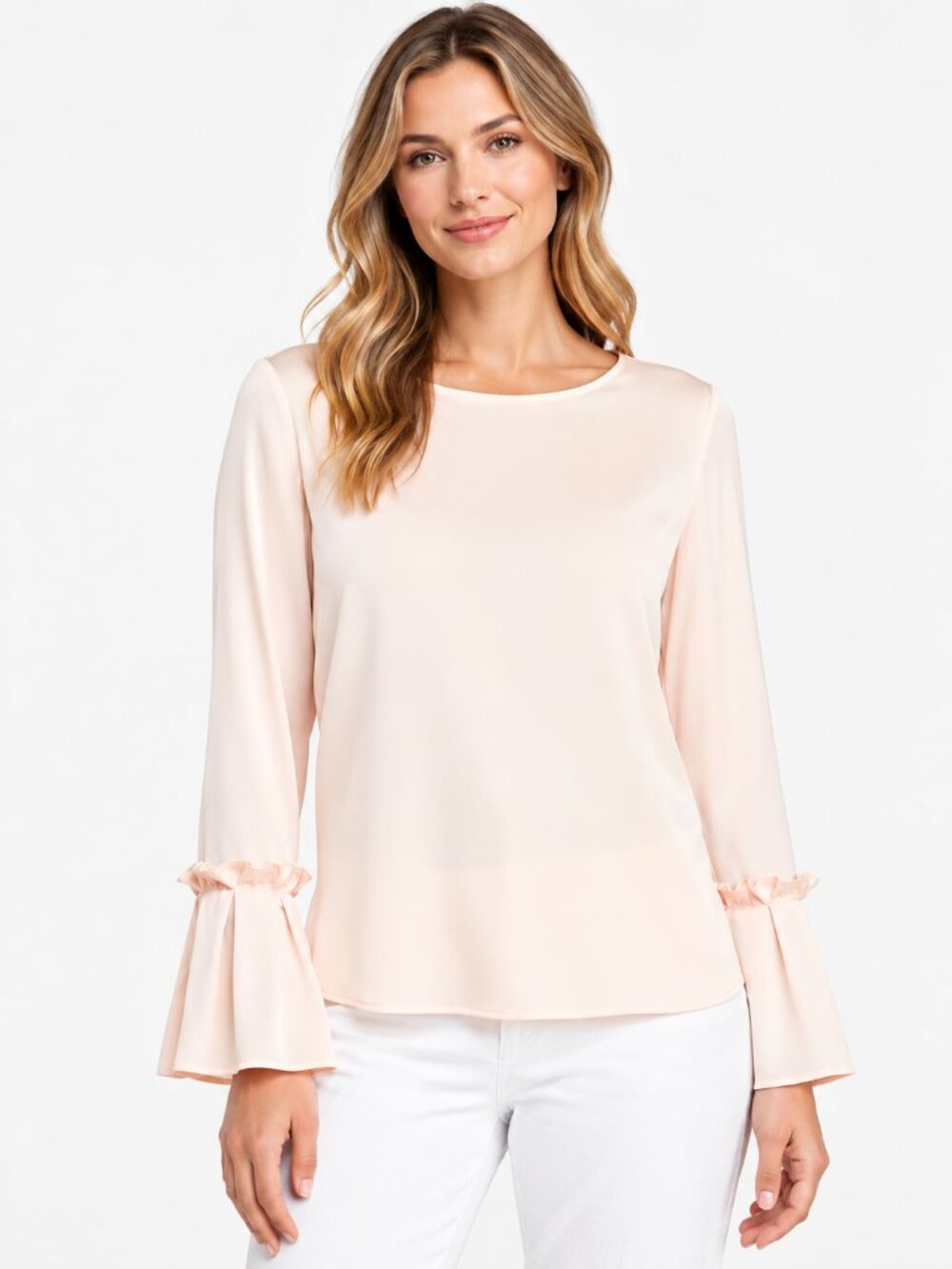 The Limited Petite Origami Bell Sleeve Blouse Peach Size M